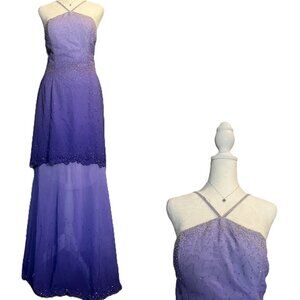 Alyce Designs Y2K Purple Beaded Ombre Prom Gown Formal Dress Size 12